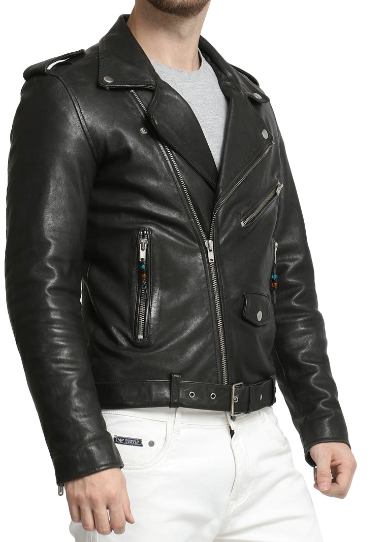 Steven 20 Men's Leather Biker Jacket
