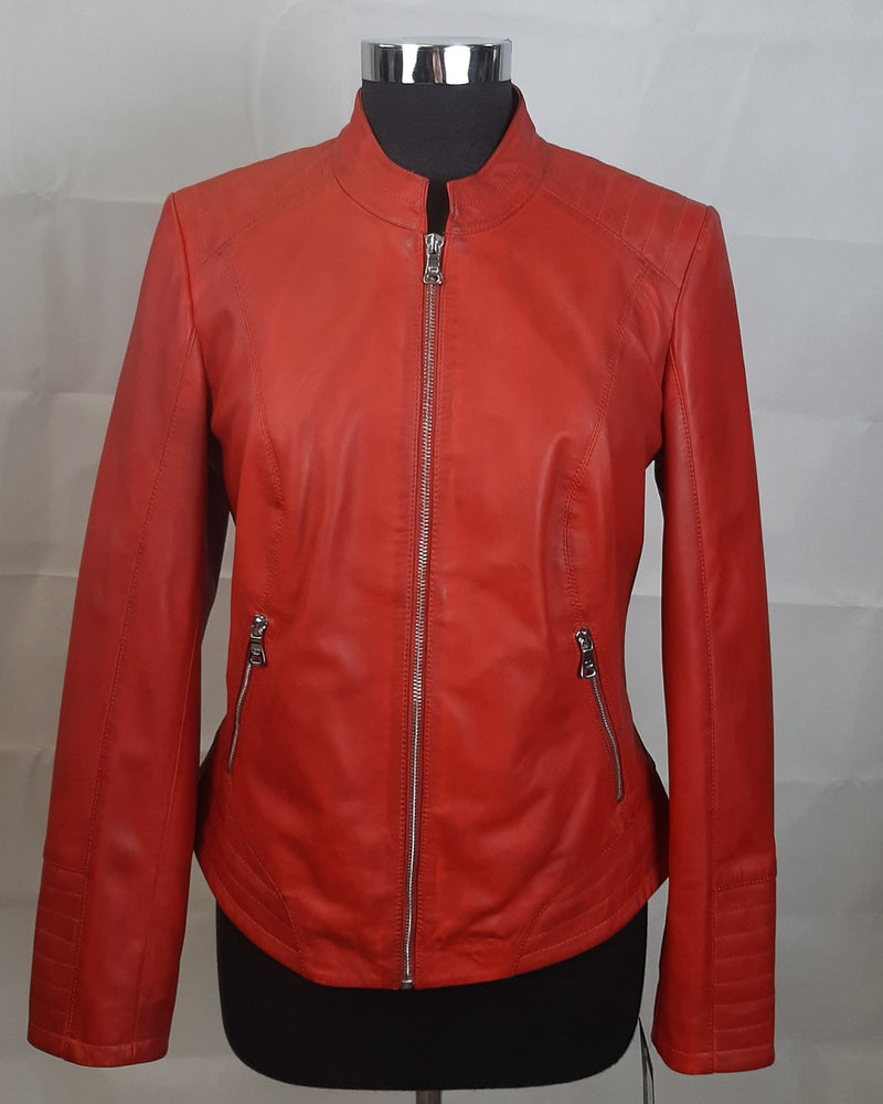 Women's Italian Leather Zip Jacket SR330035