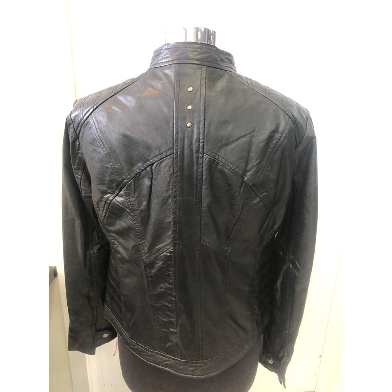 Women's Leather Short Zip Jacket 367007
