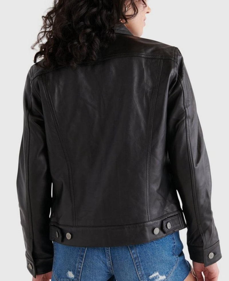 Women's Leather Jean Jacket SI313
