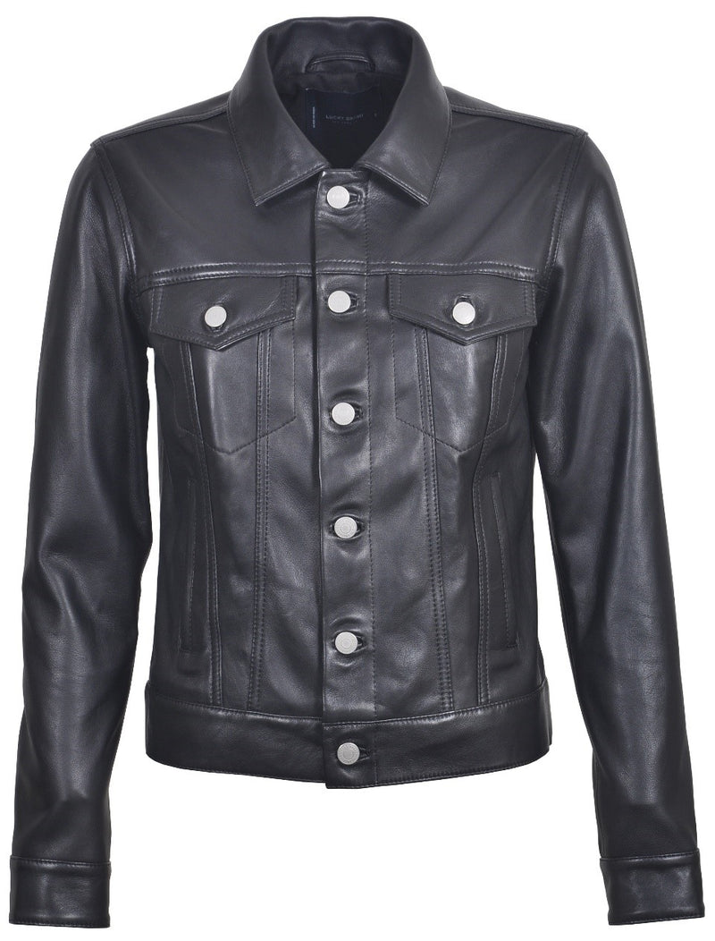 Women's Leather Jean Jacket SI313