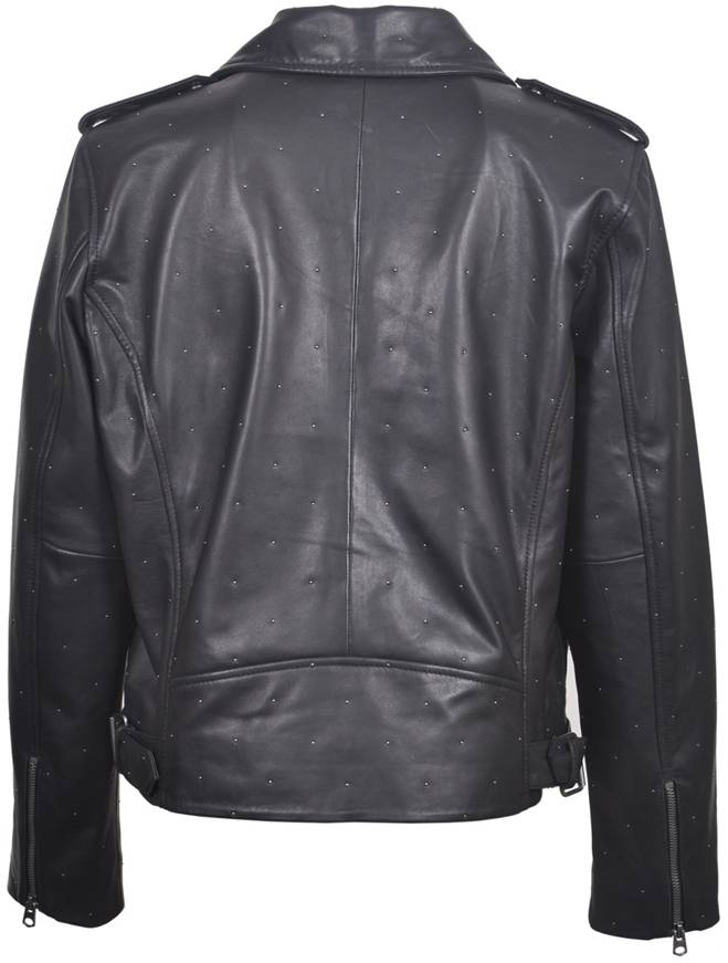Women's Plonge Leather Studded Biker Jacket 7W31092