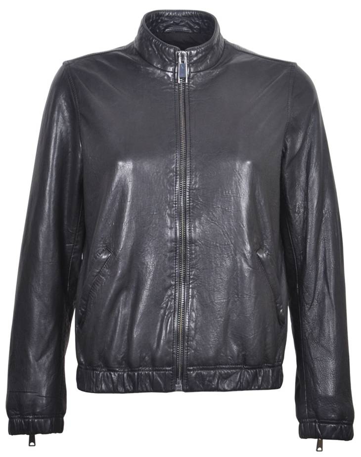 Womens Waxy Leather Zip Jacket 7W31181