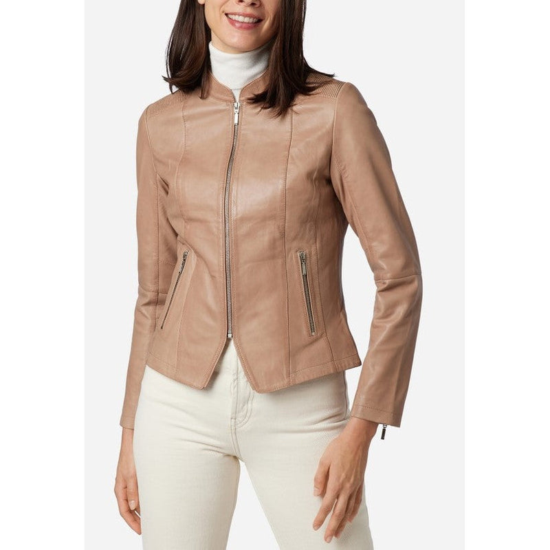 Women's Zip Leather Jacket - Abigail