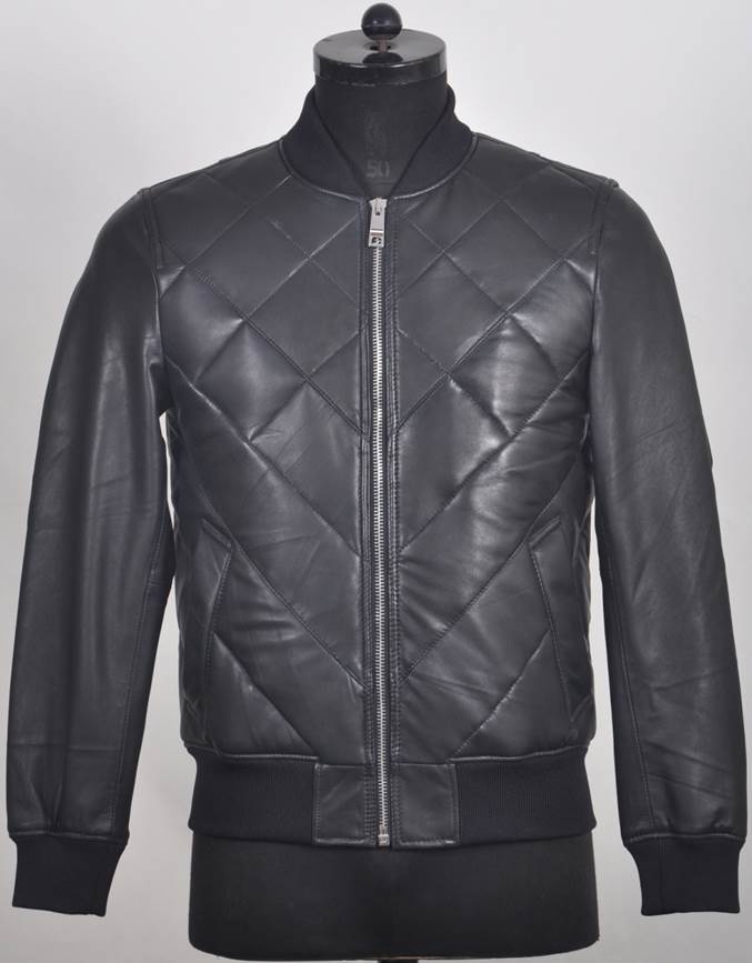 Men's Quilted Leather Zip Jacket - Duncan