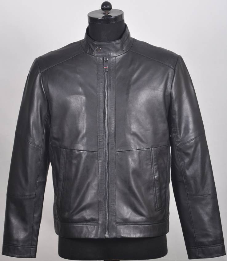 Racer Men’s Collarless  Leather  Jacket