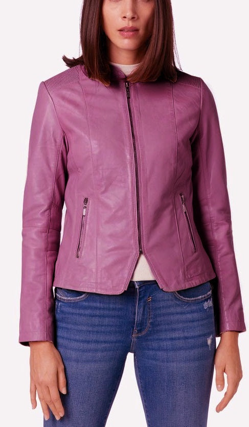 Women's Zip Leather Jacket - Abigail