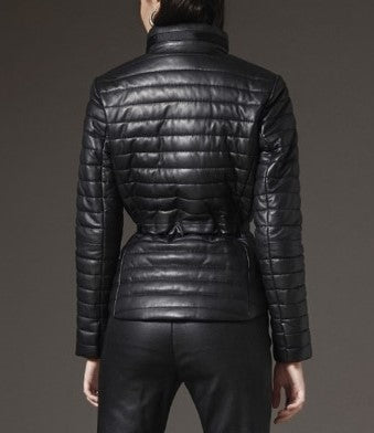 Women's Leather Padded Jacket -Katie