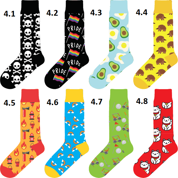 Novelty Fun Socks - New Designs - Single pair