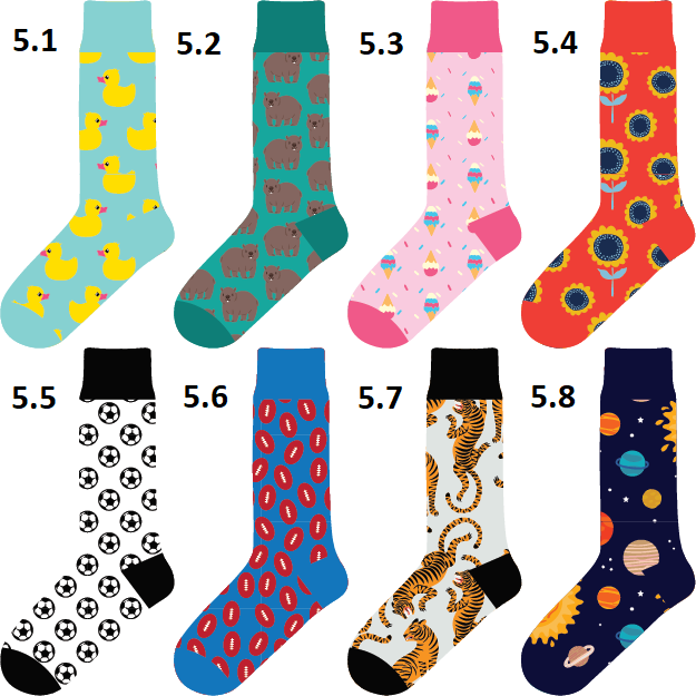 Novelty Fun Socks - New Designs - Single pair