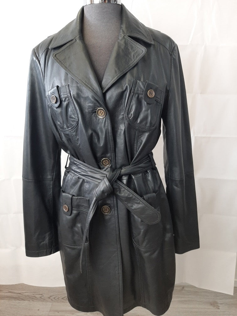 Women's Leather Trench Coat SR29560