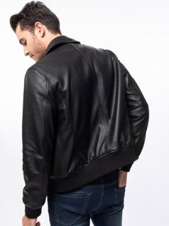Men's Sheepskin Collar Pilot Leather  Jacket