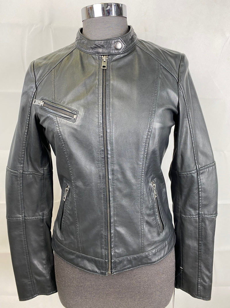 Women's Soft Leather Zip Jacket Jak2