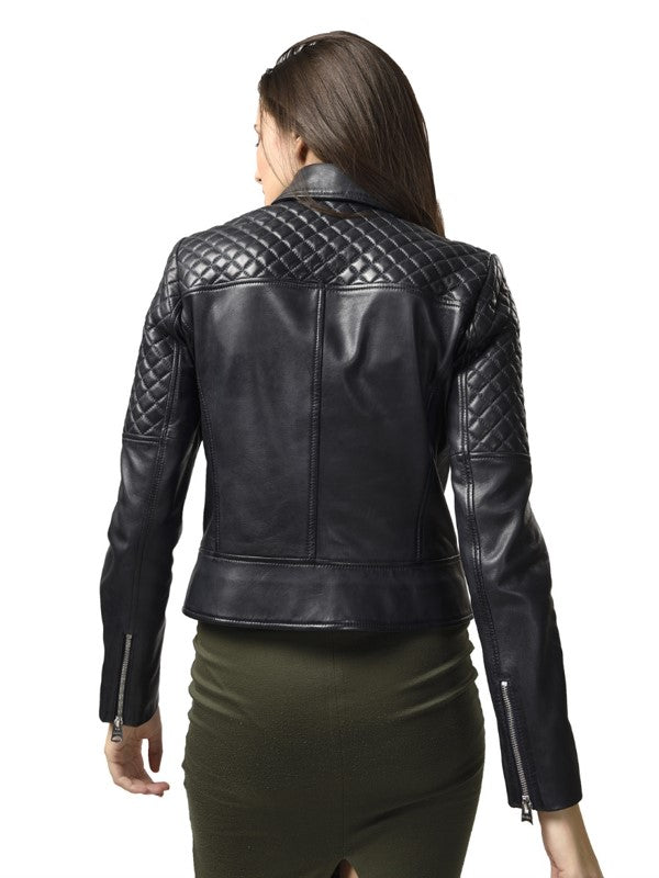 Women's Jessica Leather Zip Leather Biker